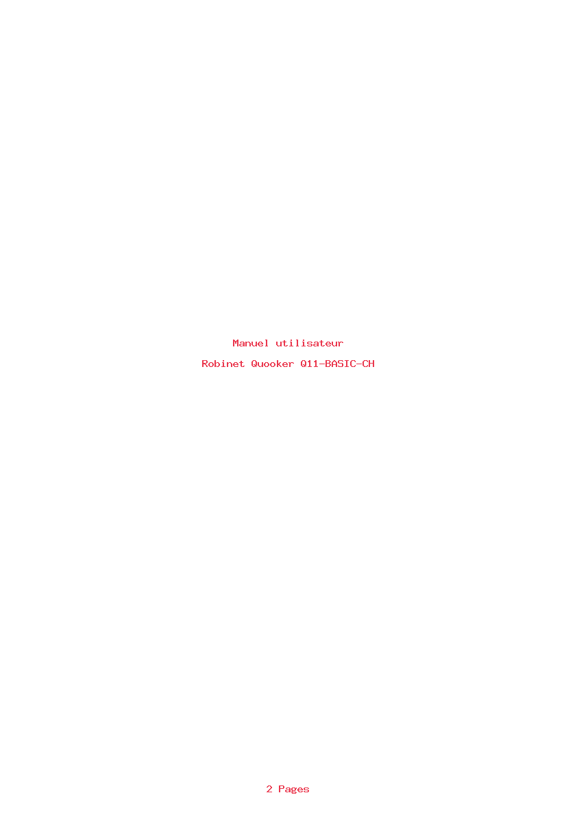 Page 1 de la notice Manuel utilisateur Quooker Q11-BASIC-CH