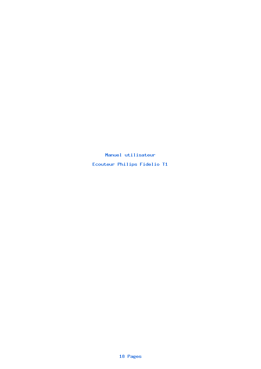 Page 1 de la notice Manuel utilisateur Philips Fidelio T1