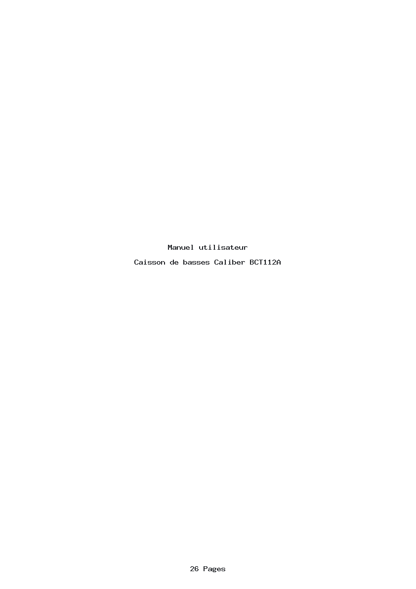 Page 1 de la notice Manuel utilisateur Caliber BCT112A