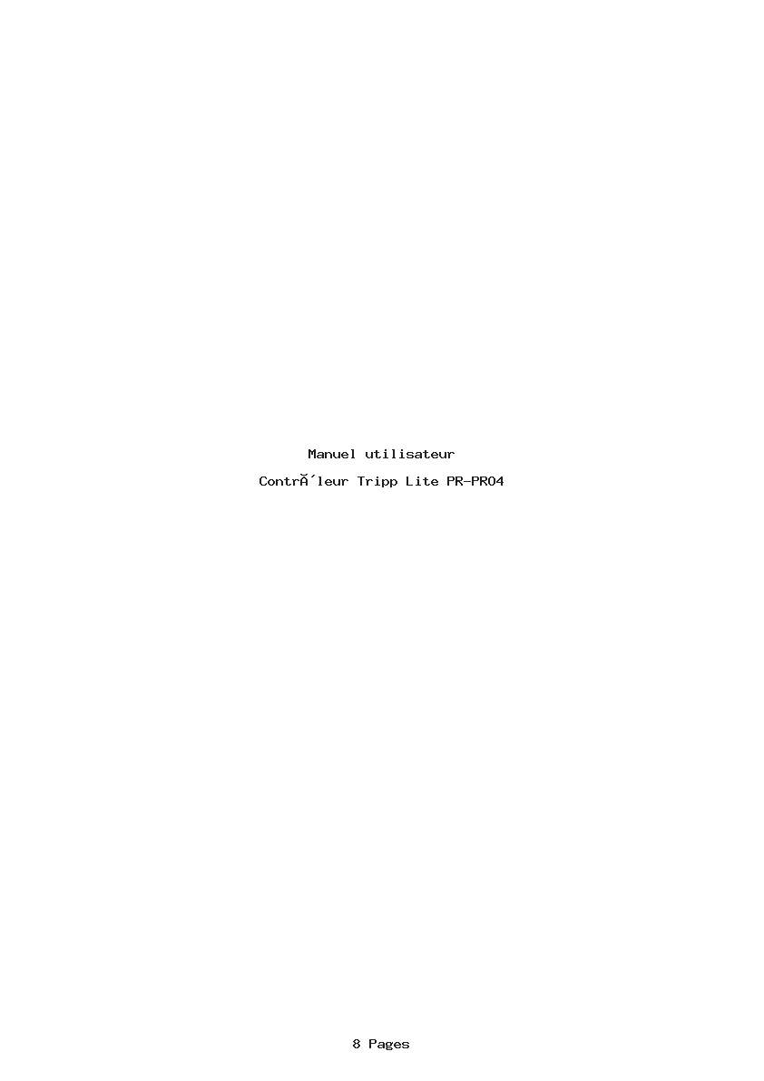 Page 1 de la notice Manuel utilisateur Tripp Lite PR-PRO4