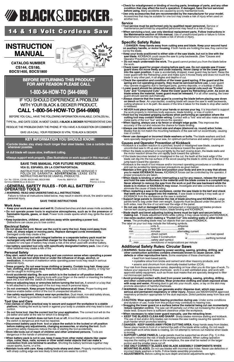 Página 1 del manual Manual de usuario Black & Decker CS180