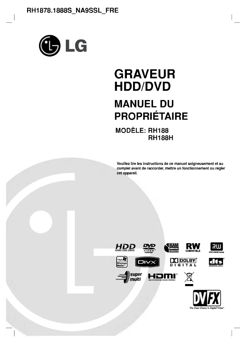 Page 1 de la notice Manuel utilisateur LG RH1888P1