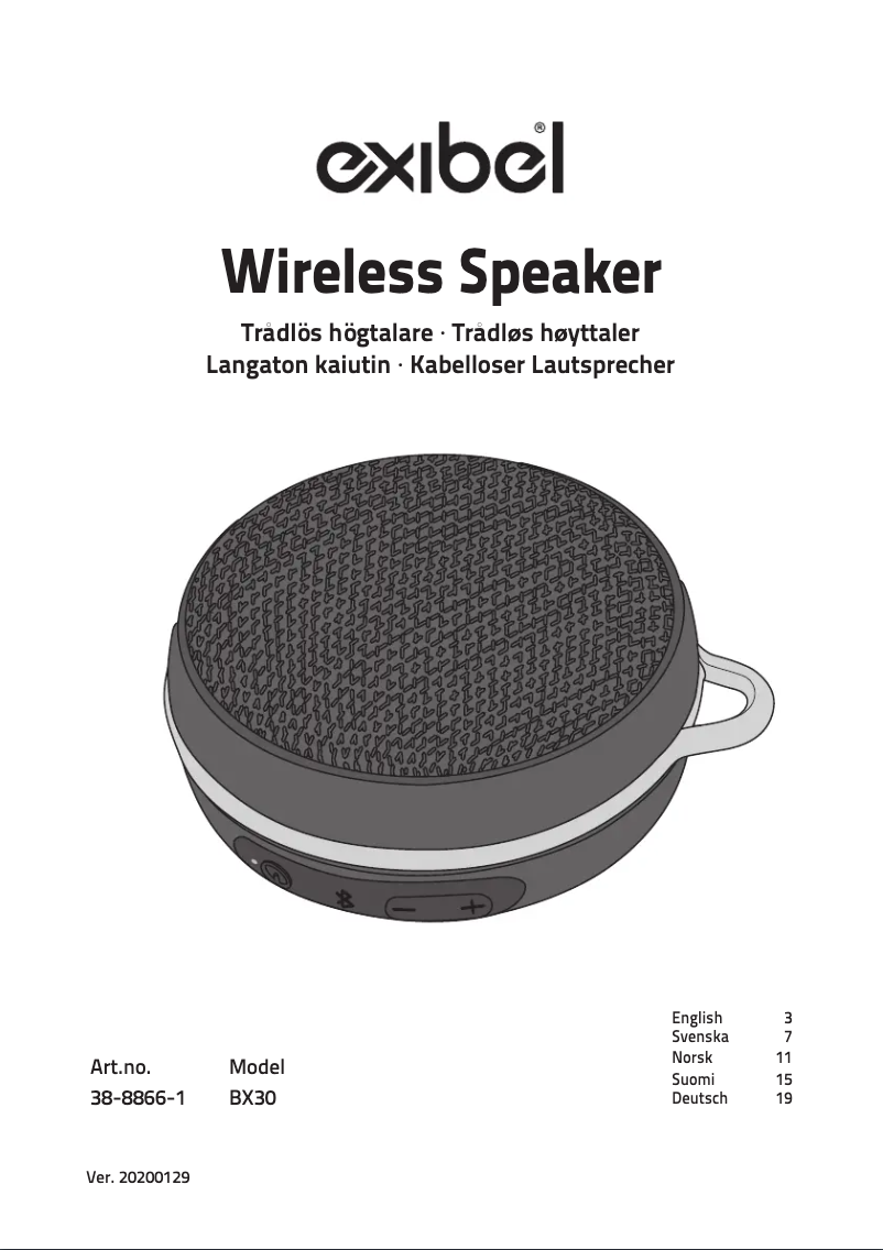 Page 1 de la notice Manuel utilisateur Exibel BX30