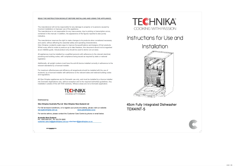 Page 1 of the manual User Manual Technika TDX4INT-5