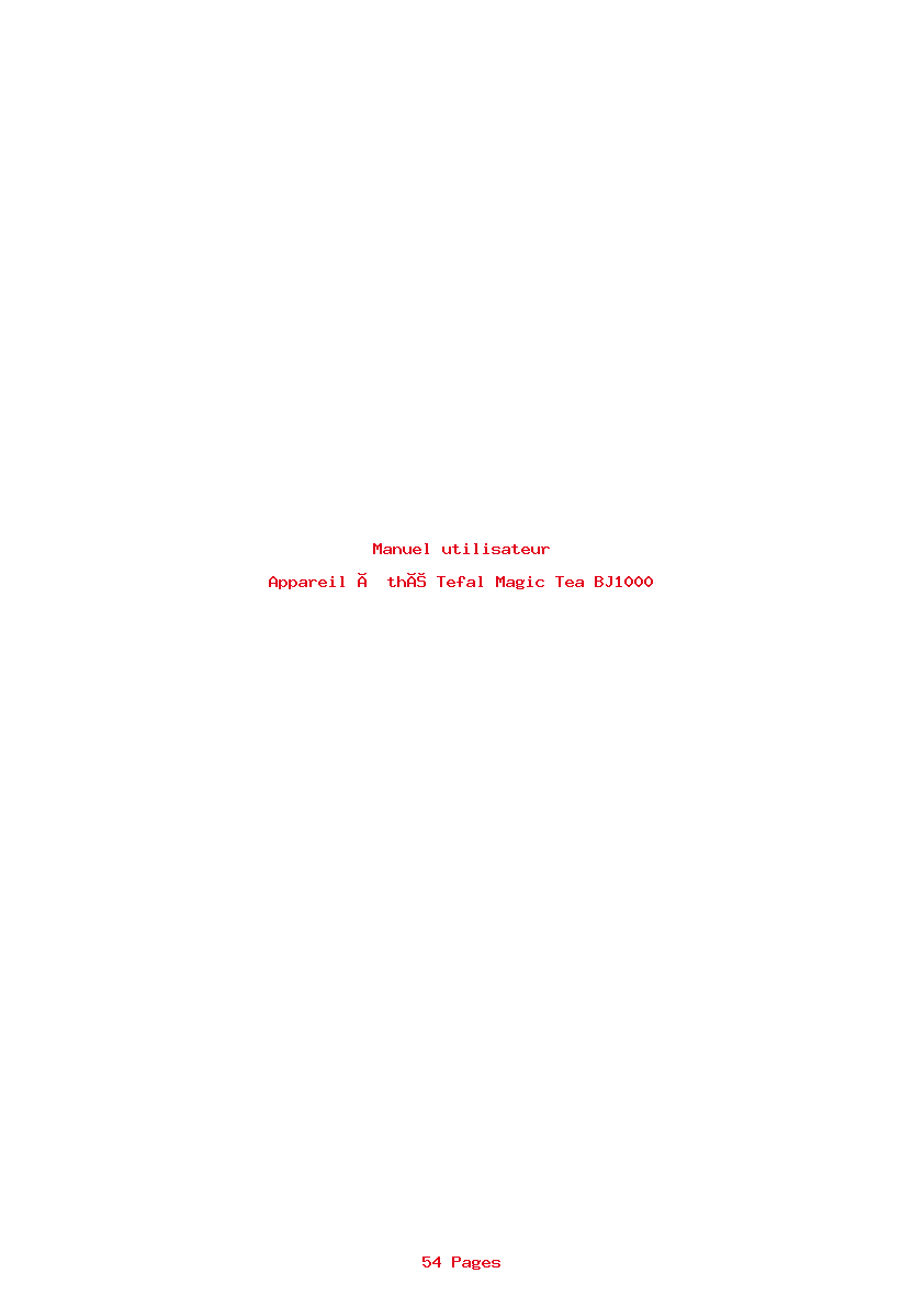 Page 1 de la notice Manuel utilisateur Tefal Magic Tea BJ1000