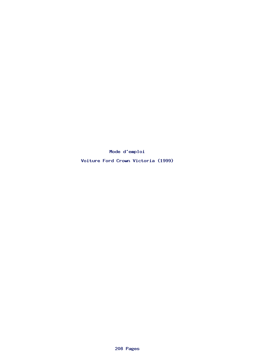 Page 1 de la notice Mode d'emploi Ford Crown Victoria (1999)