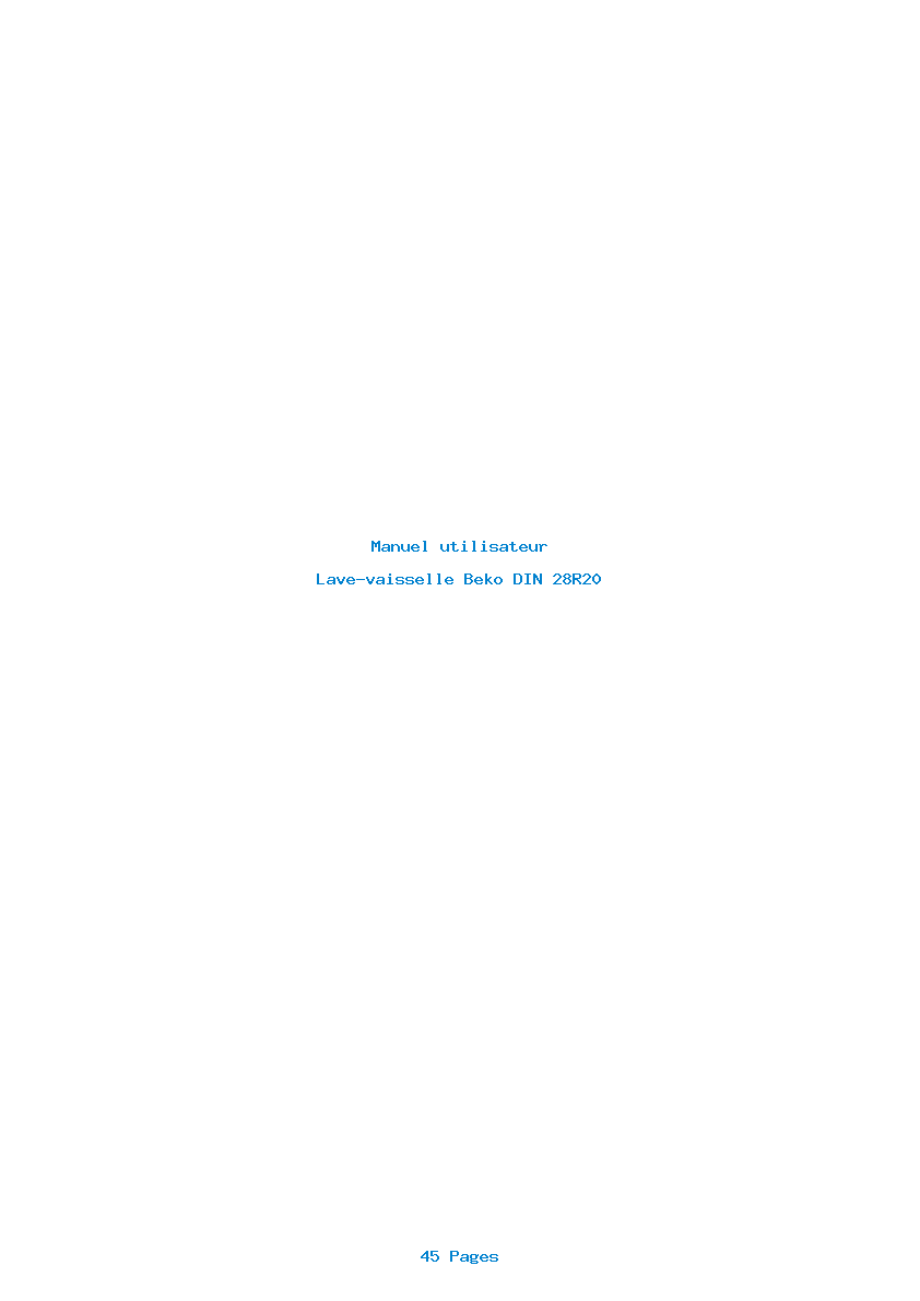 Page 1 de la notice Manuel utilisateur Beko DIN 28R20