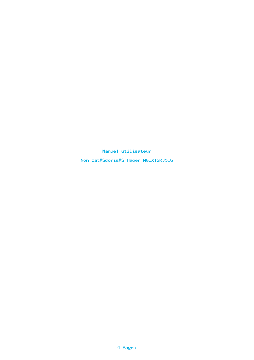Page 1 de la notice Manuel utilisateur Hager WGCXT2RJ5EG