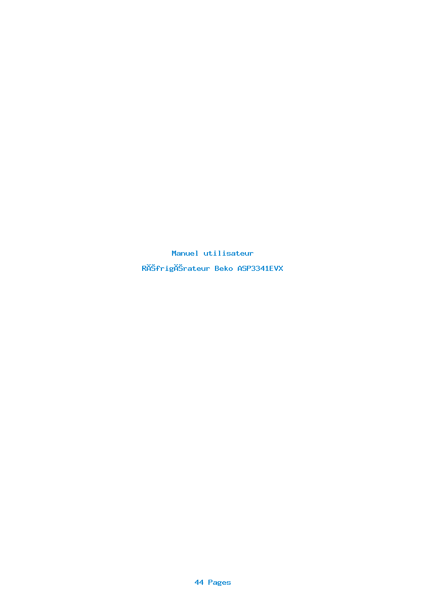 Page 1 de la notice Manuel utilisateur Beko ASP3341EVX
