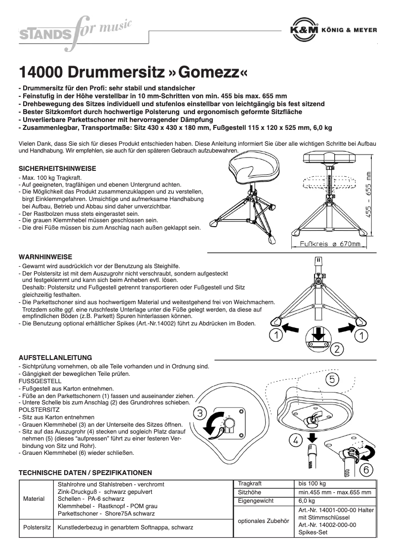 Page 1 of the manual User Manual Konig & Meyer Gomezz