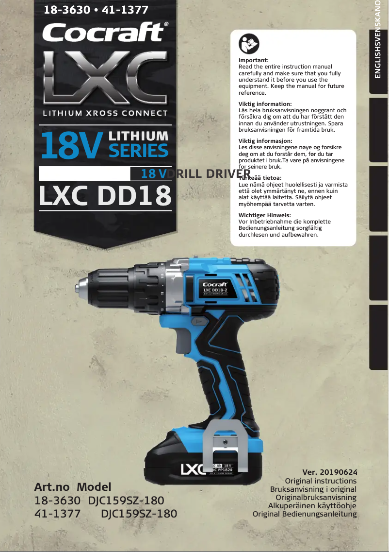 Page 1 de la notice Manuel utilisateur Cocraft LXC DD18