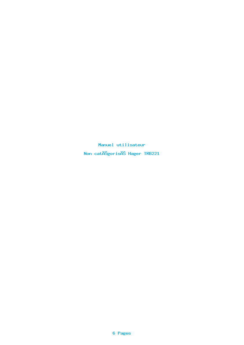 Page 1 de la notice Manuel utilisateur Hager TRB221