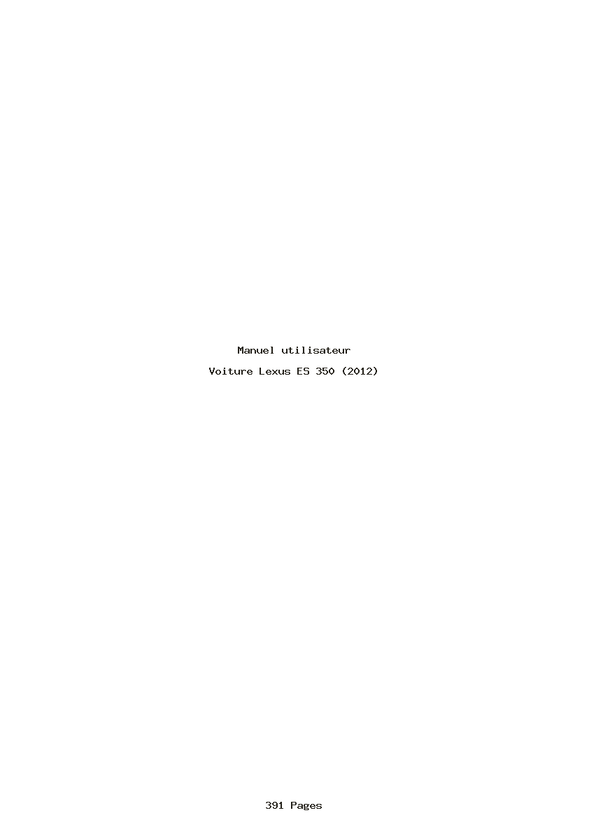 Page 1 de la notice Manuel utilisateur Lexus ES 350 (2012)