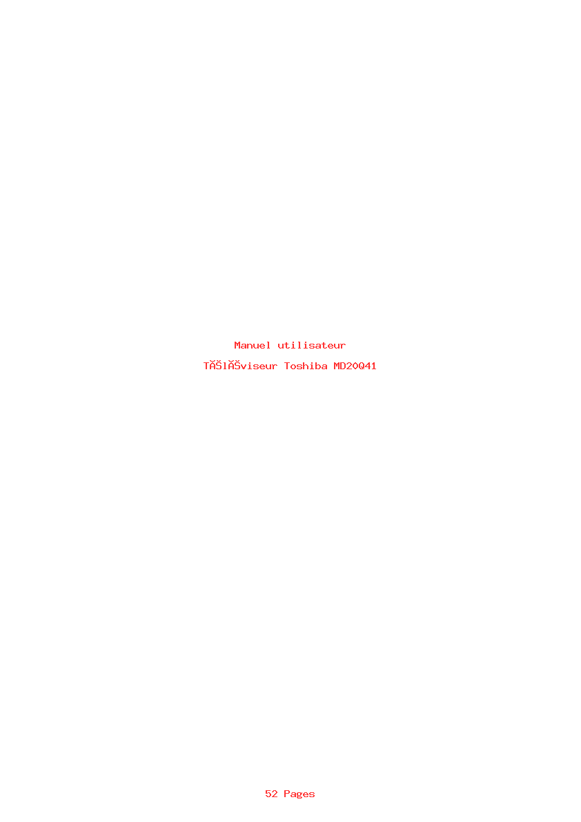 Page 1 de la notice Manuel utilisateur Toshiba MD20Q41