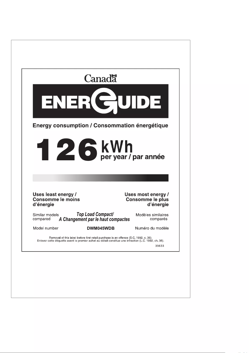 Página 1 del manual Etiqueta energética Danby DWM045WDB