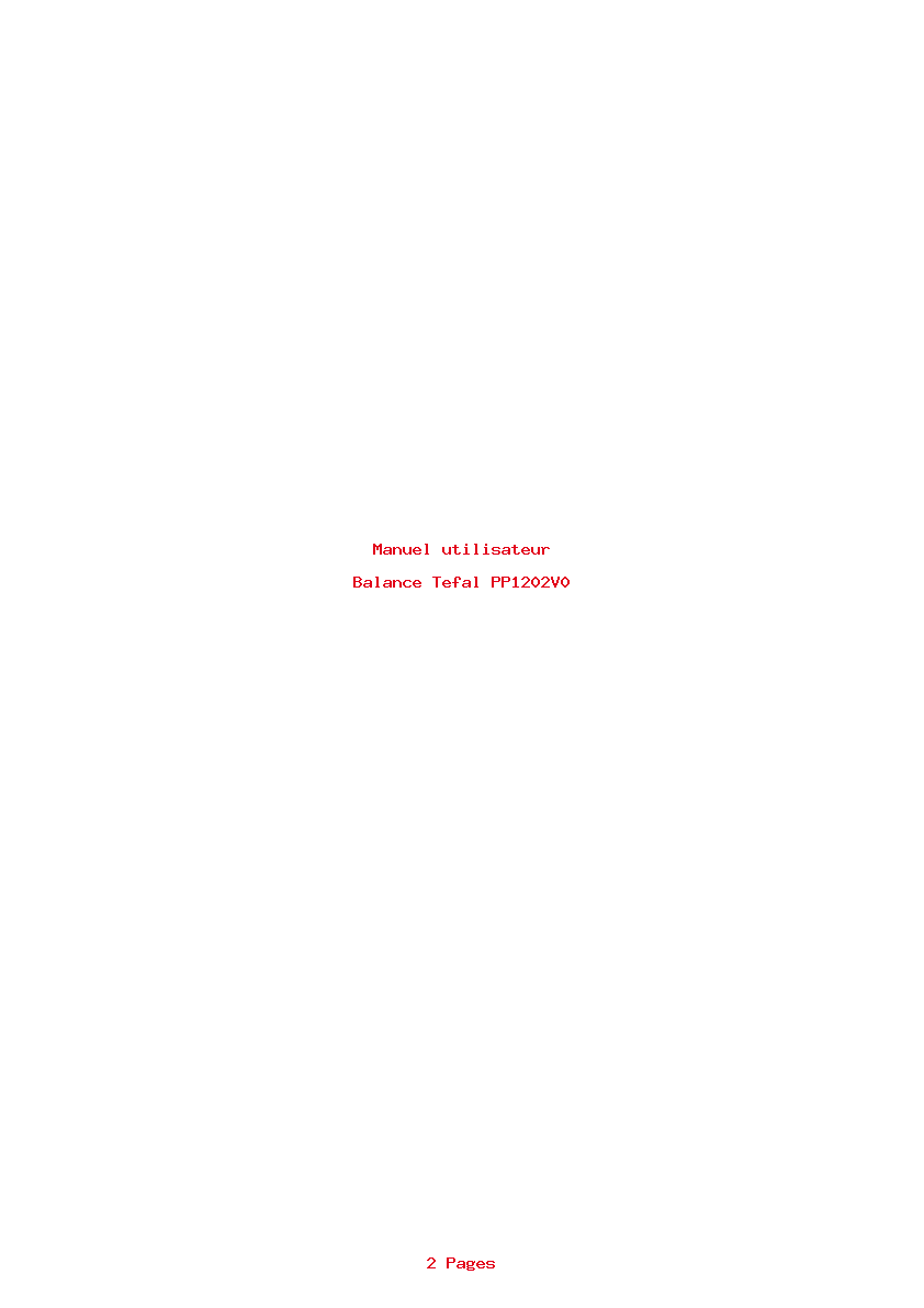 Page 1 de la notice Manuel utilisateur Tefal PP1202V0