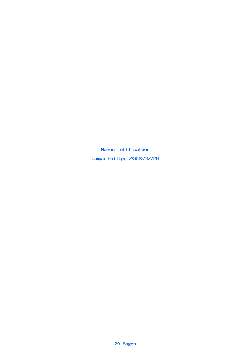 Page 1 de la notice Manuel utilisateur Philips 70980/87/PH