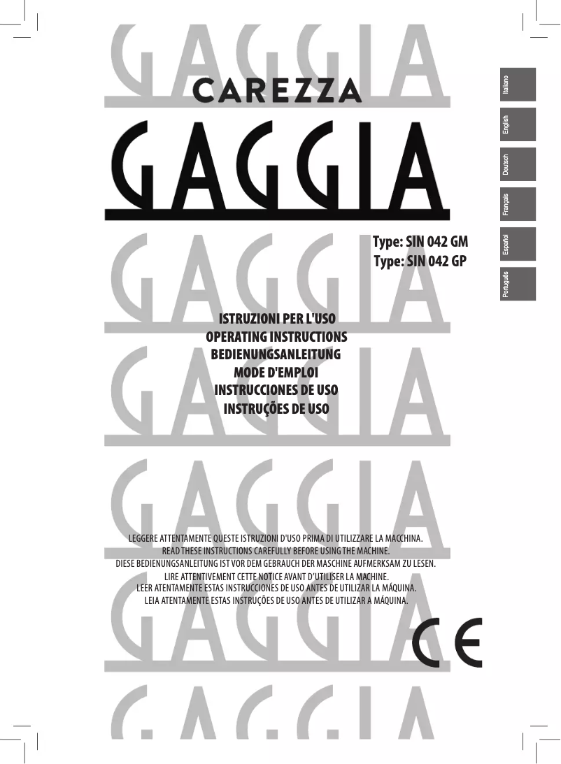 Page 1 of the manual User Manual Gaggia RI8527