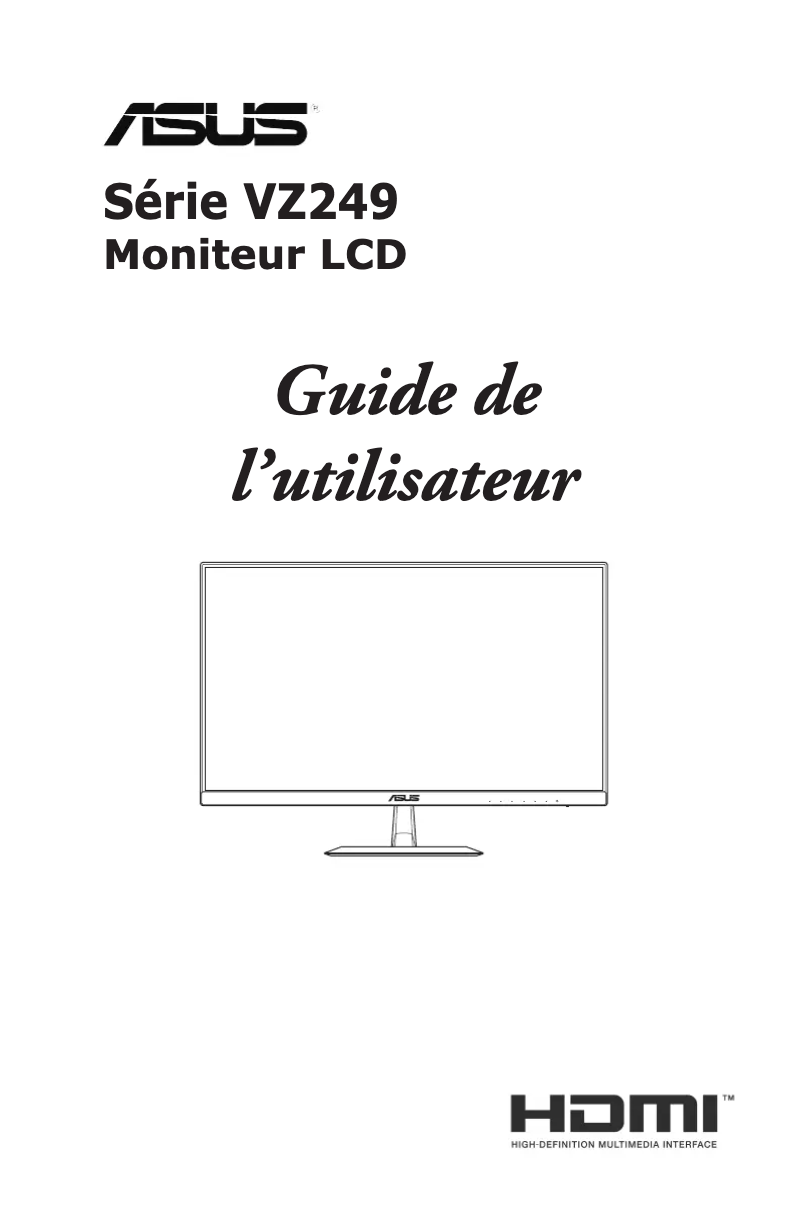 Page 1 de la notice Manuel utilisateur Asus VZ249HE-W