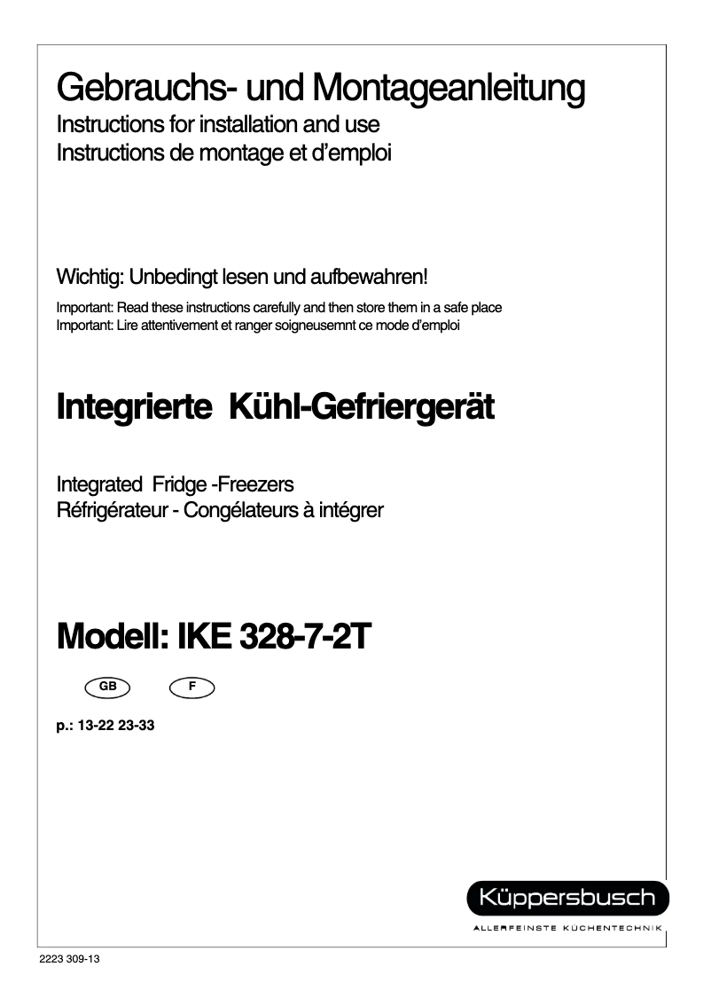 Page 1 de la notice Manuel utilisateur Küppersbusch IKE 328-7-2 T