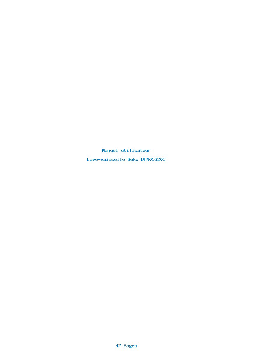 Page 1 de la notice Manuel utilisateur Beko DFN05320S