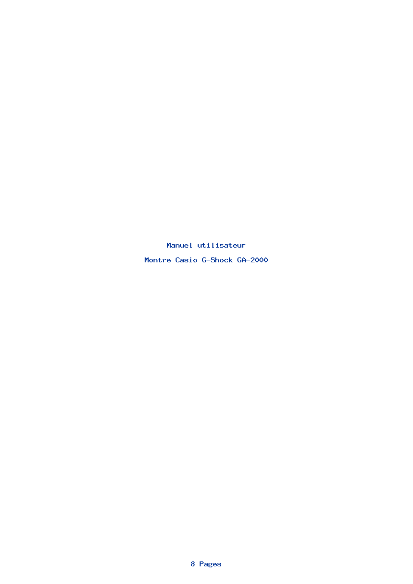 Page 1 de la notice Manuel utilisateur Casio G-Shock GA-2000