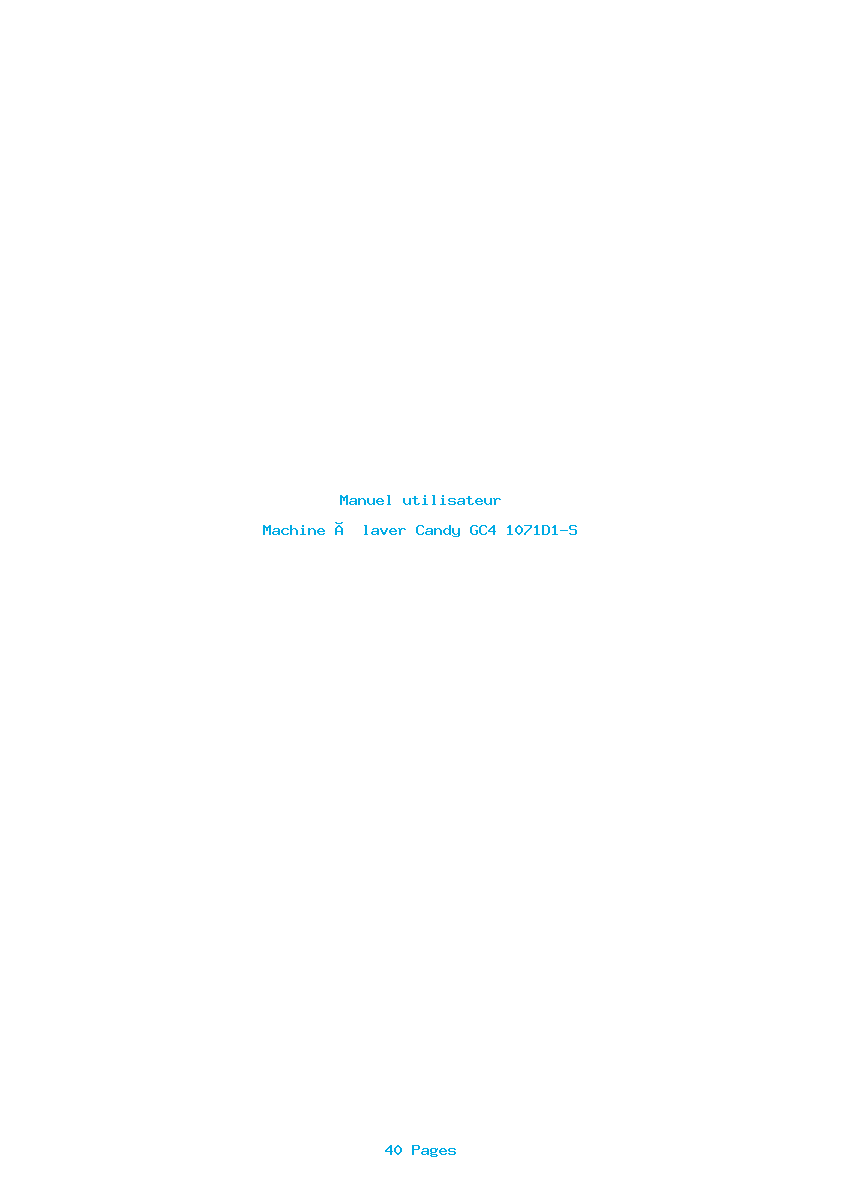Page 1 de la notice Manuel utilisateur Candy GC4 1071D1-S