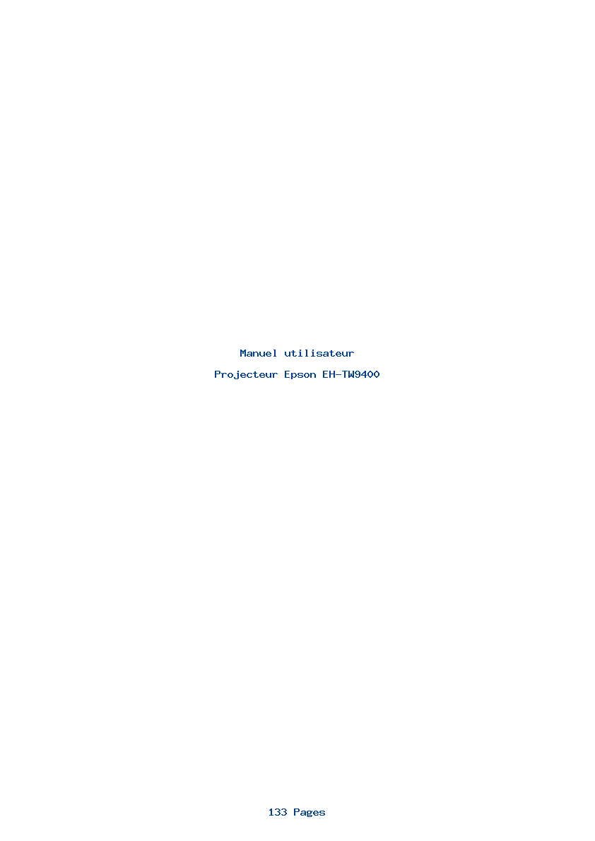Page 1 de la notice Manuel utilisateur Epson EH-TW9400
