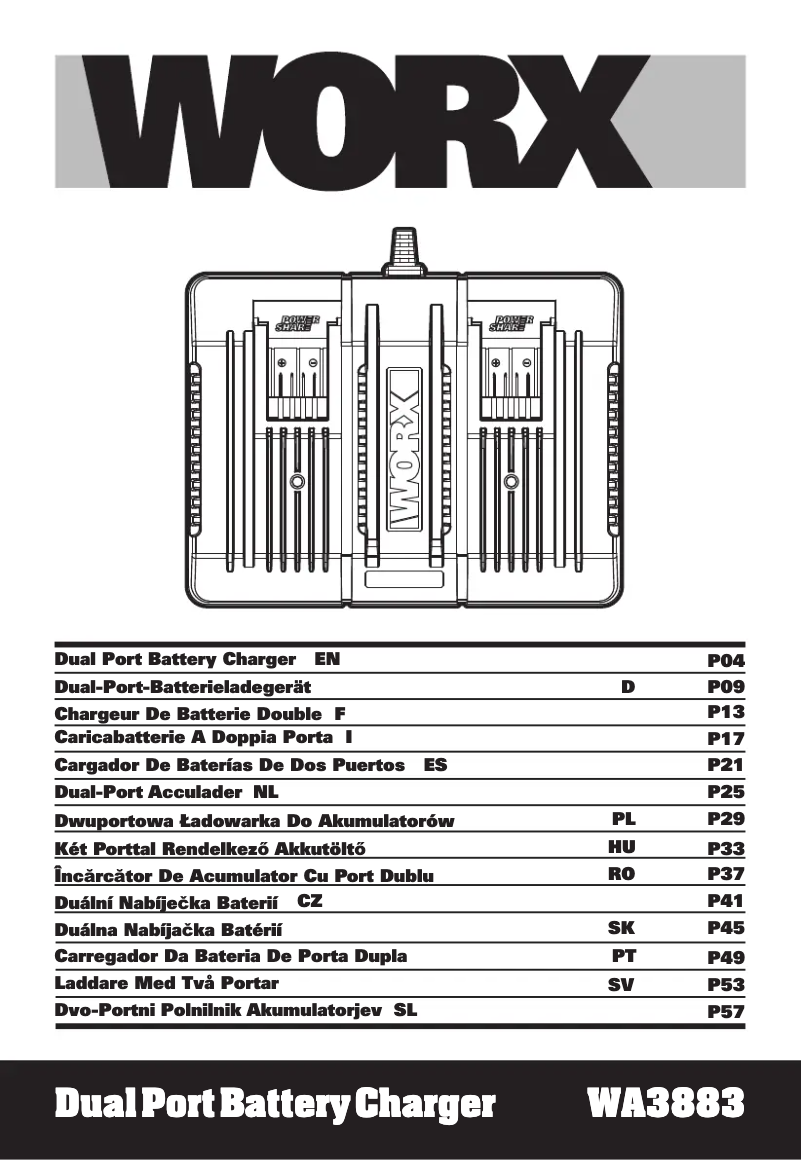 Page 1 de la notice Manuel utilisateur Worx WA3883