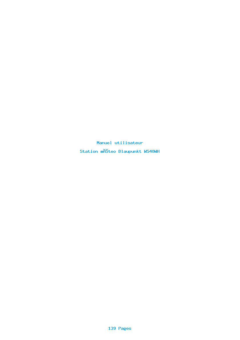 Page 1 de la notice Manuel utilisateur Blaupunkt WS40WH