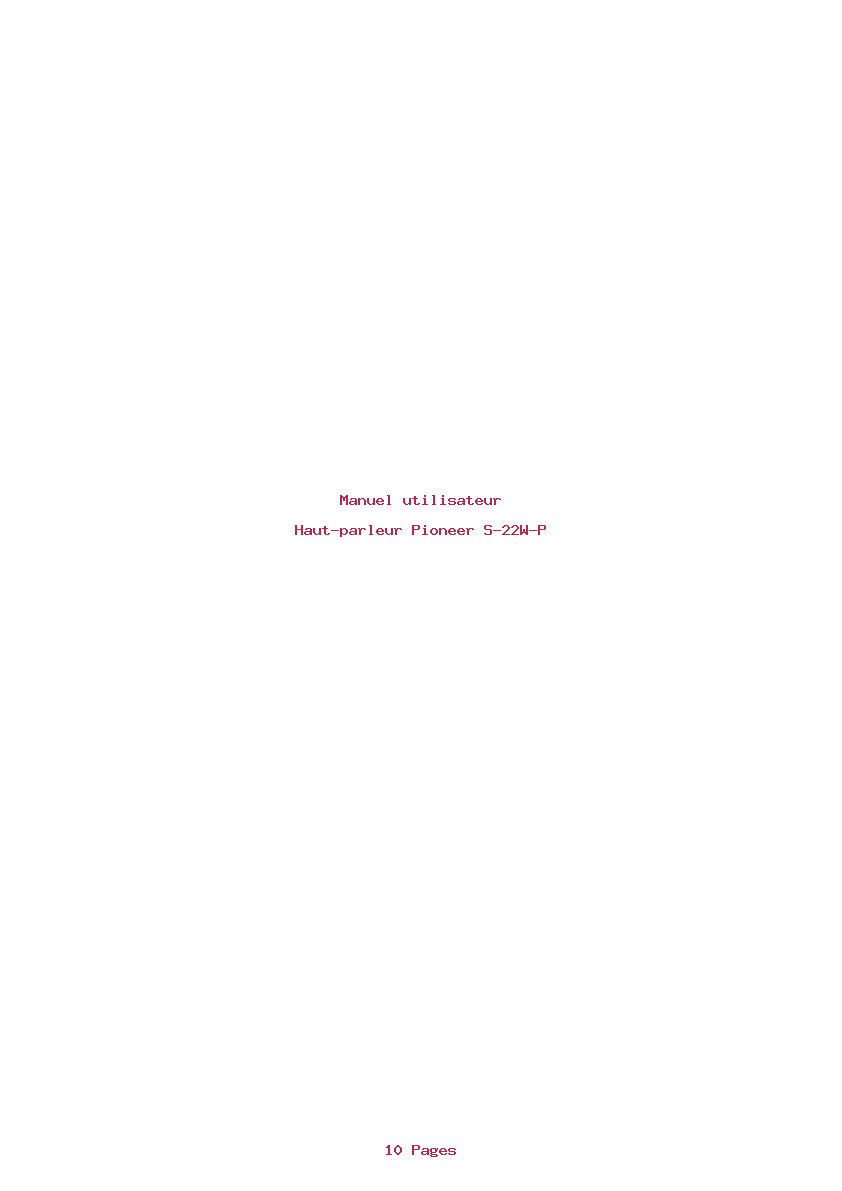 Page 1 de la notice Manuel utilisateur Pioneer S-22W-P