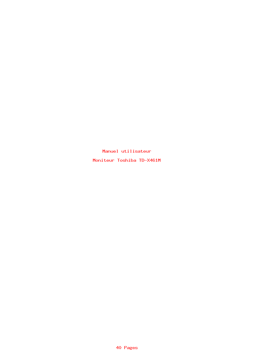 Page 1 de la notice Manuel utilisateur Toshiba TD-X461M