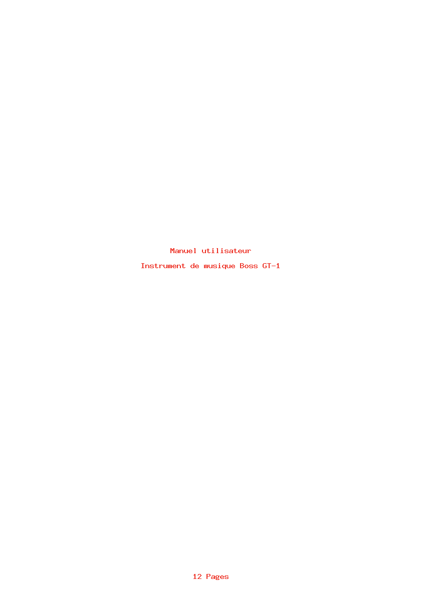 Page 1 de la notice Manuel utilisateur Boss GT-1