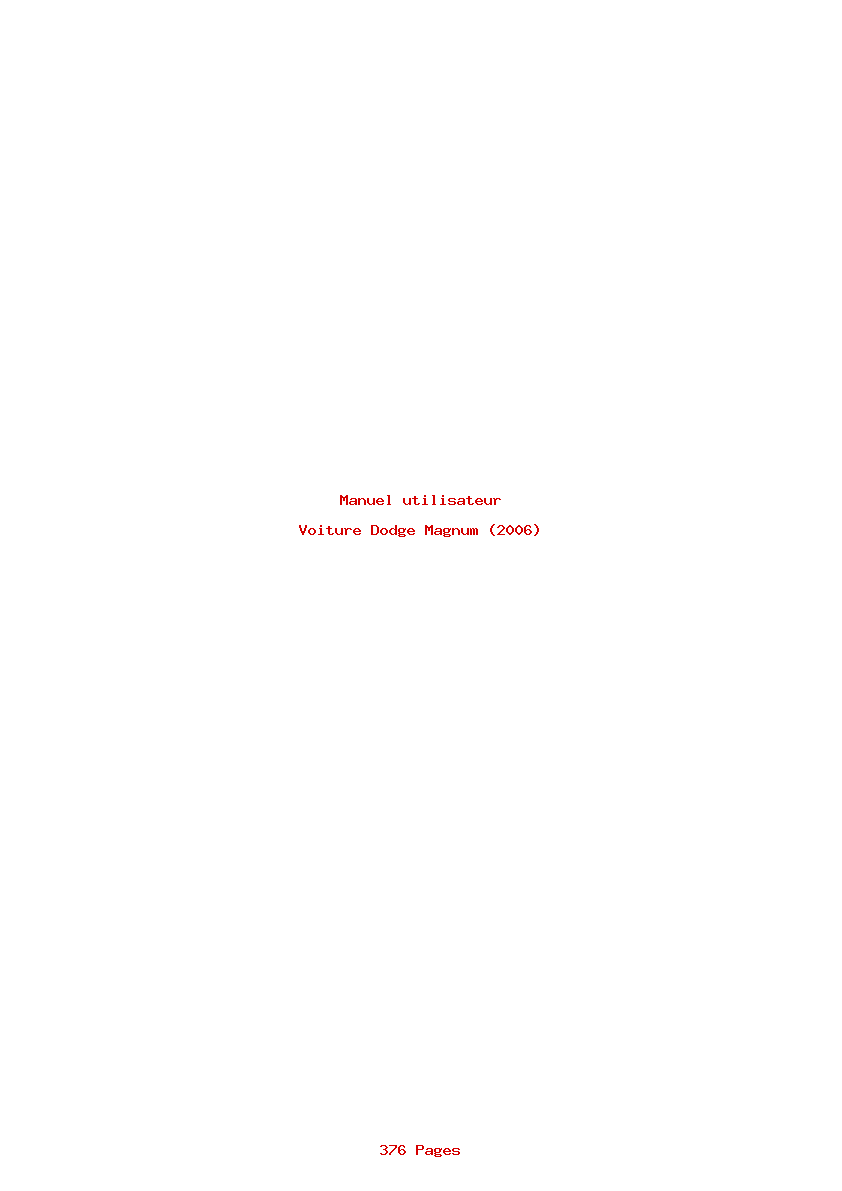 Page 1 de la notice Manuel utilisateur Dodge Magnum (2006)