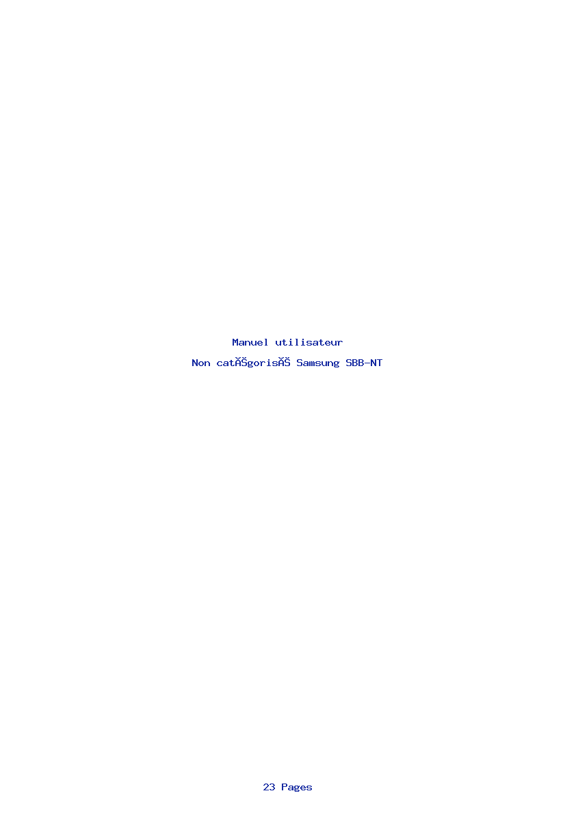 Page 1 de la notice Manuel utilisateur Samsung SBB-NT