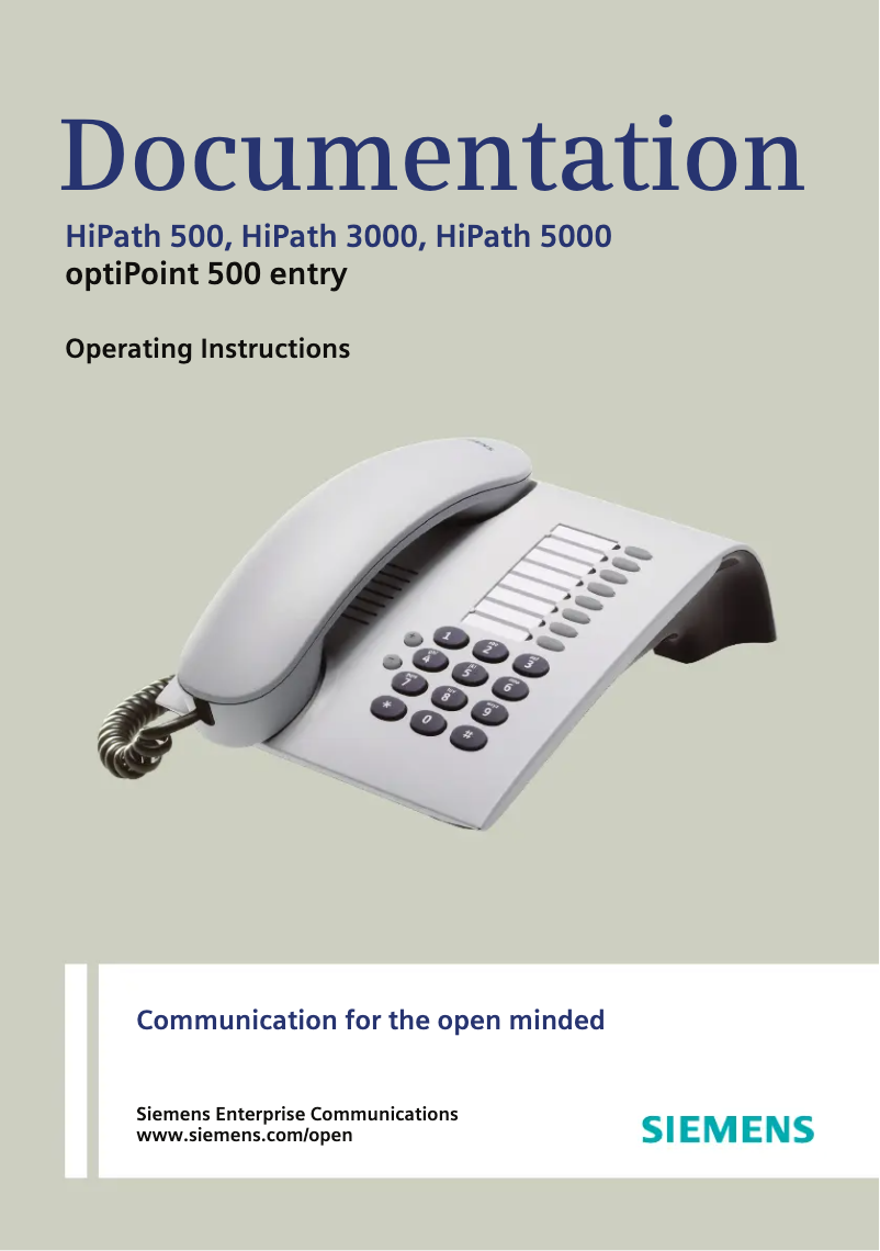 Page 1 de la notice Manuel utilisateur Siemens OptiPoint 500 entry