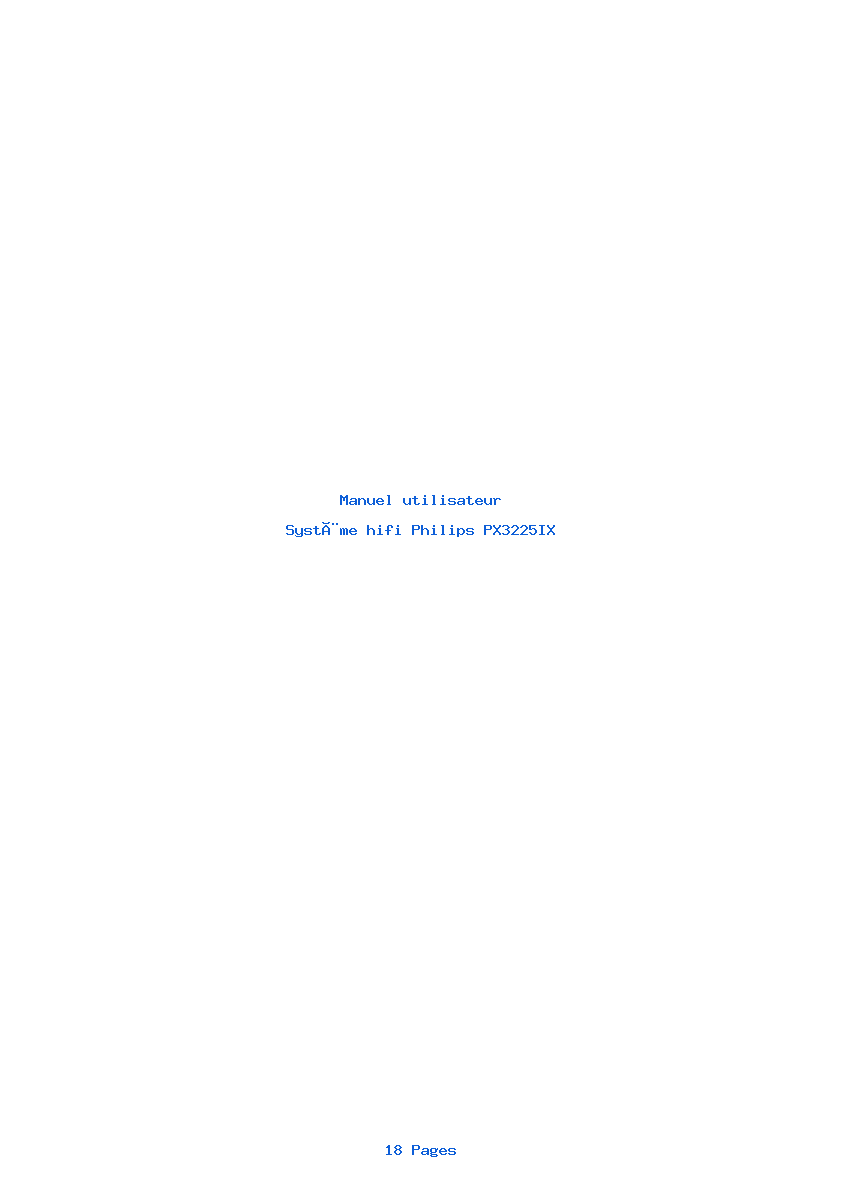 Page 1 de la notice Manuel utilisateur Philips PX3225IX