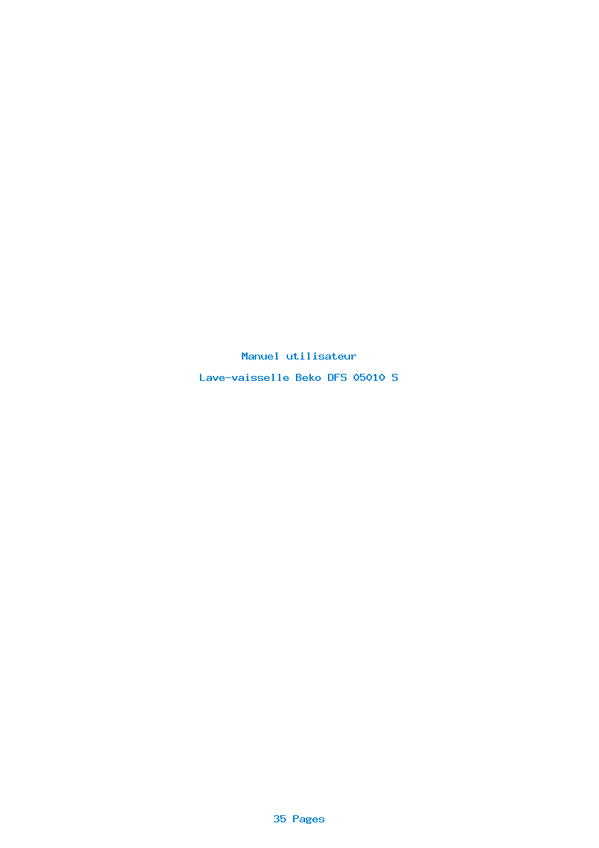 Page 1 de la notice Manuel utilisateur Beko DFS 05010 S