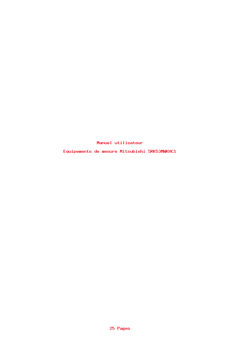 Page 1 de la notice Manuel utilisateur Mitsubishi SRK53MWKHC1