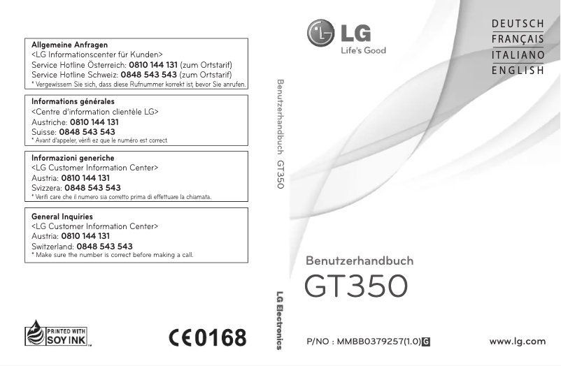Page 1 de la notice Manuel utilisateur LG GT350