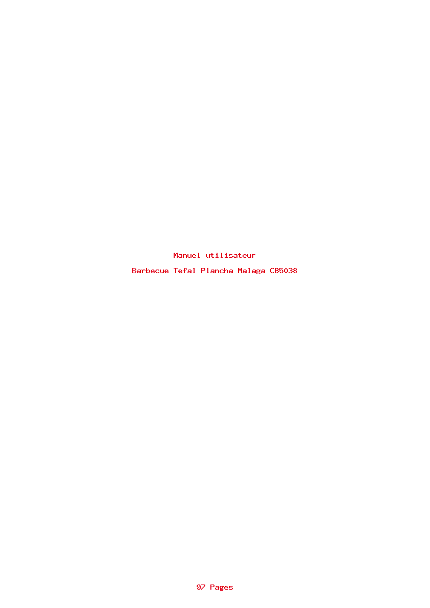 Page 1 de la notice Manuel utilisateur Tefal Plancha Malaga CB5038