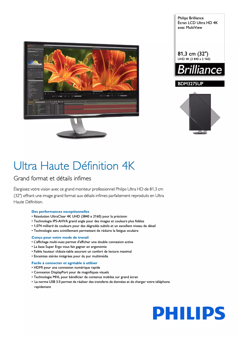 Page n°1 - Fiche technique Philips BDM3275UP