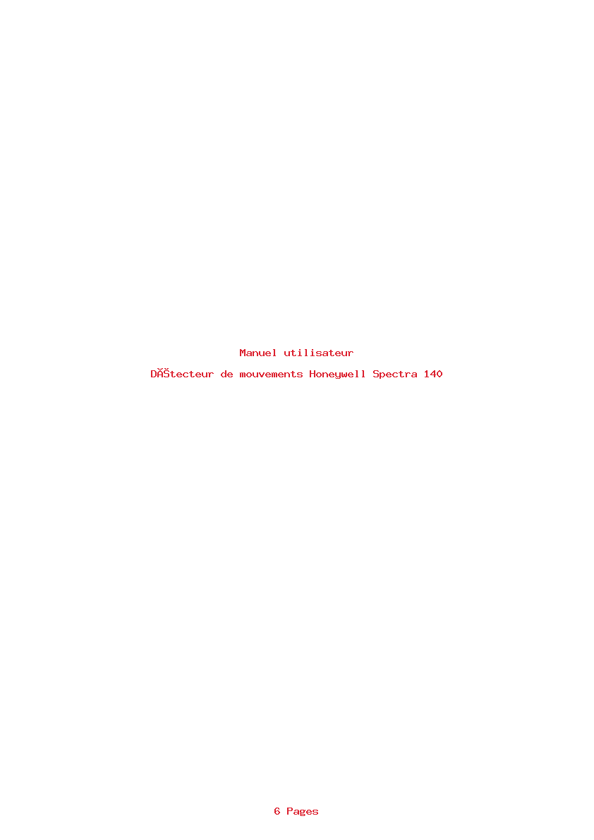 Page 1 de la notice Manuel utilisateur Honeywell Spectra 140