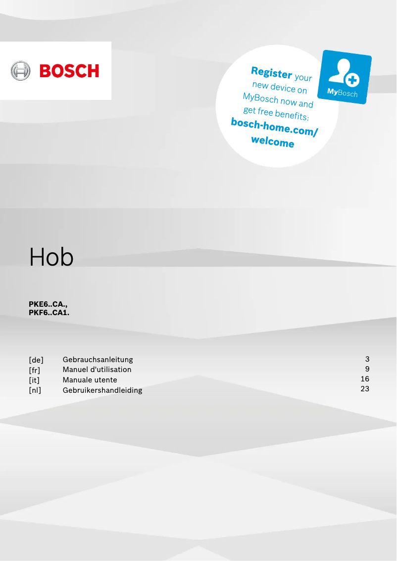Page 1 of the manual User Manual Bosch PKE611CA3E