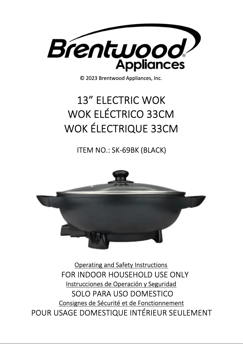 Page 1 de la notice Manuel utilisateur Brentwood SK-69BK