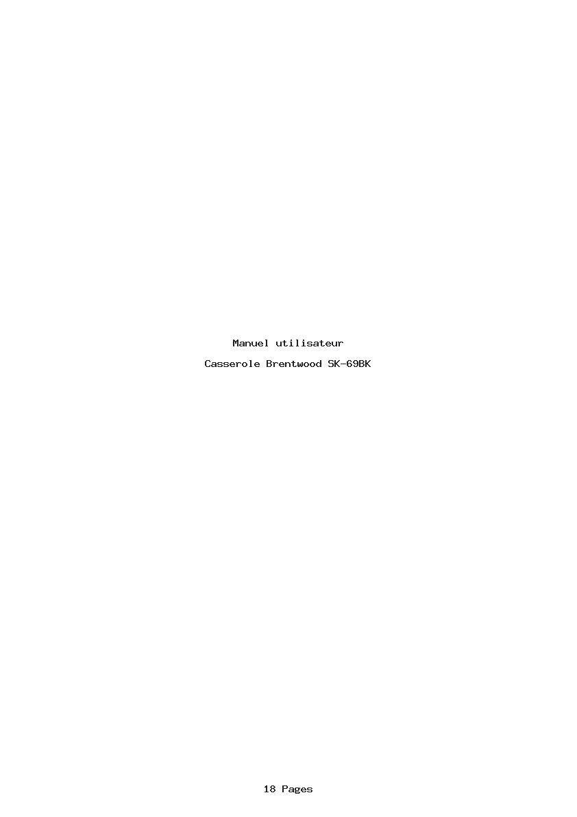 Page 1 de la notice Manuel utilisateur Brentwood SK-69BK