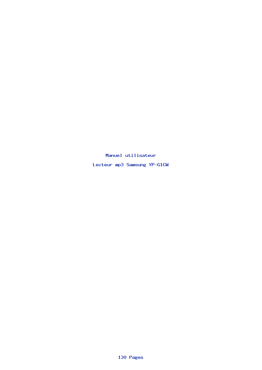 Page 1 de la notice Manuel utilisateur Samsung YP-G1CW