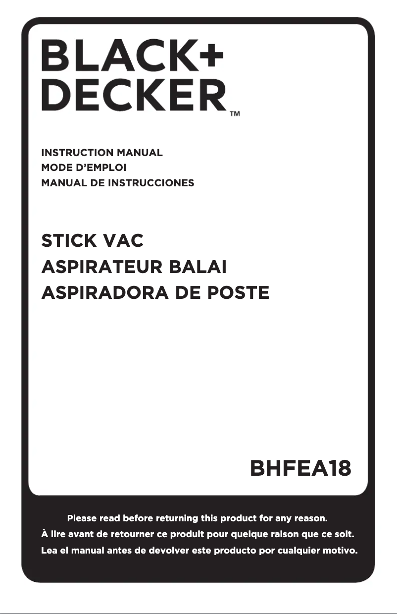 Page 1 de la notice Manuel utilisateur Black & Decker BHFEA18