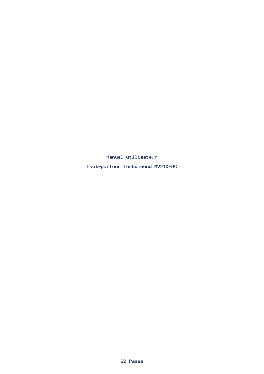 Page 1 de la notice Manuel utilisateur Turbosound MV210-HC