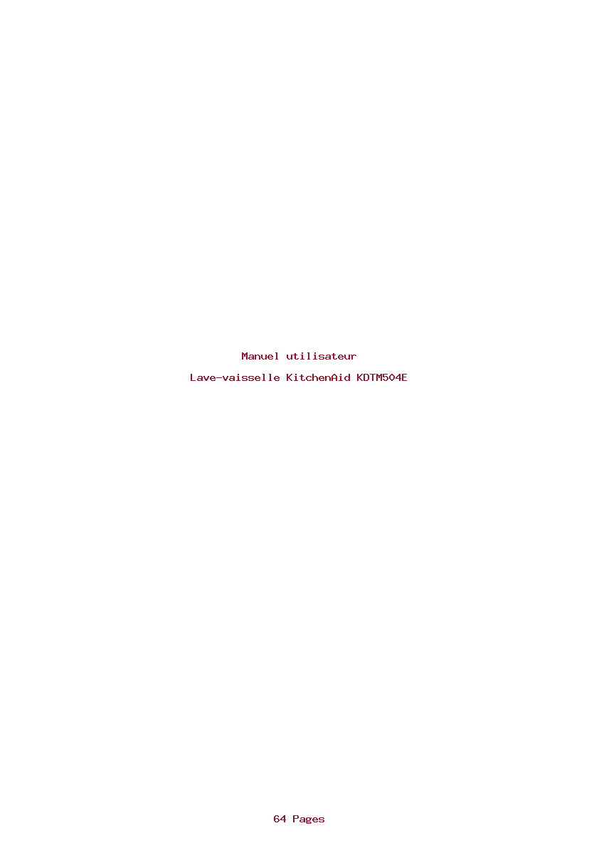 Page 1 de la notice Manuel utilisateur KitchenAid KDTM504E